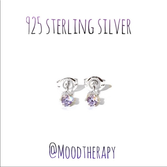 Moodtherapy Jewelry - 🌻Handmade Sterling Silver Lavender CZ Ear Studs🌻